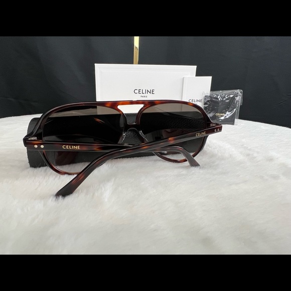 Celine Paris Havana Brown Sunglasses Aviator Style Frames Made in Italy Chic - Picture 7 of 10